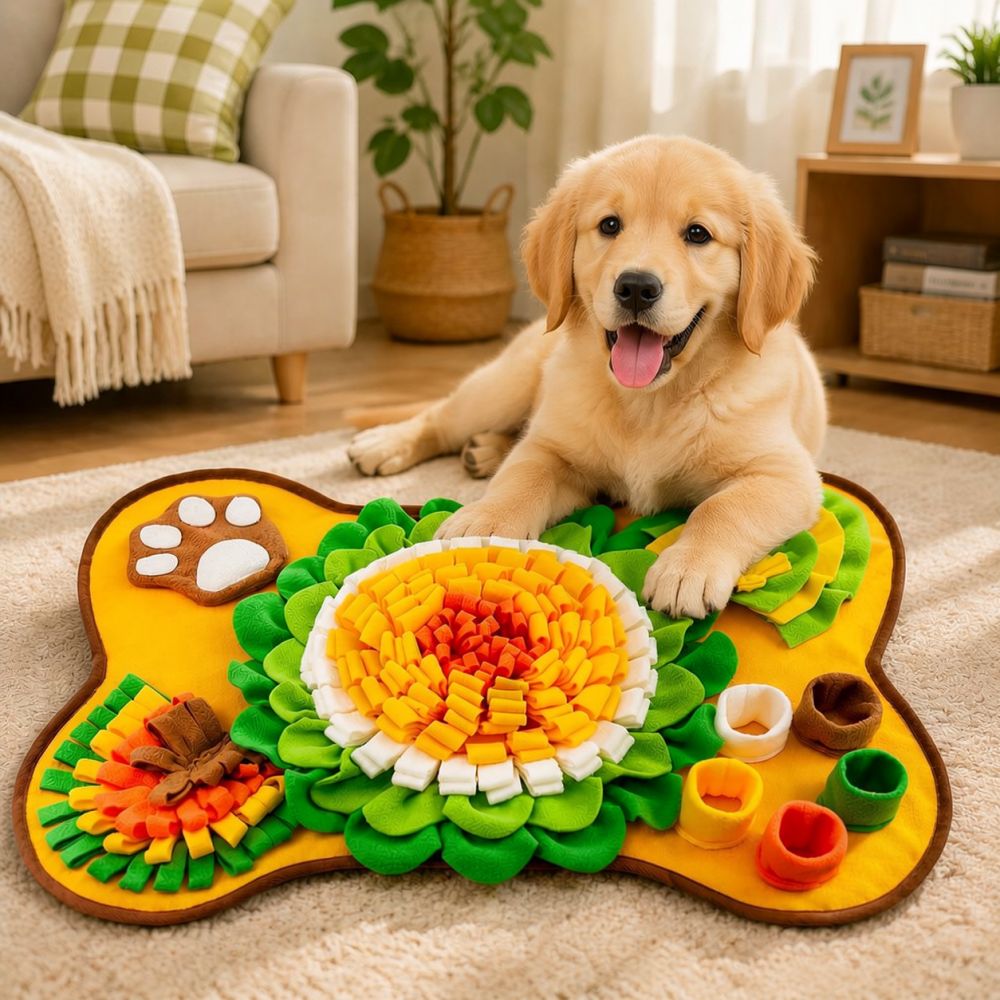 Dog Puzzle Feeder Toy - Bone Shaped Dog Snuffle Mat Pet